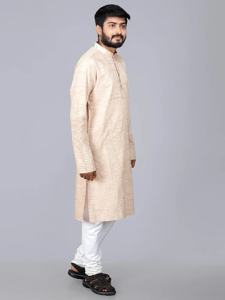 Wheat Springs Handwoven Organic Cotton Men Kurta - WeaversIndia