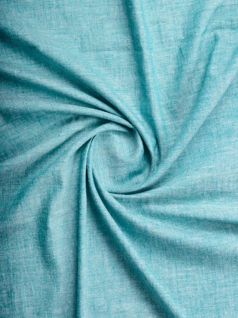 White Green Duel Tone Handwoven Organic Cotton Fabric 44 Inch Width - WeaversIndia