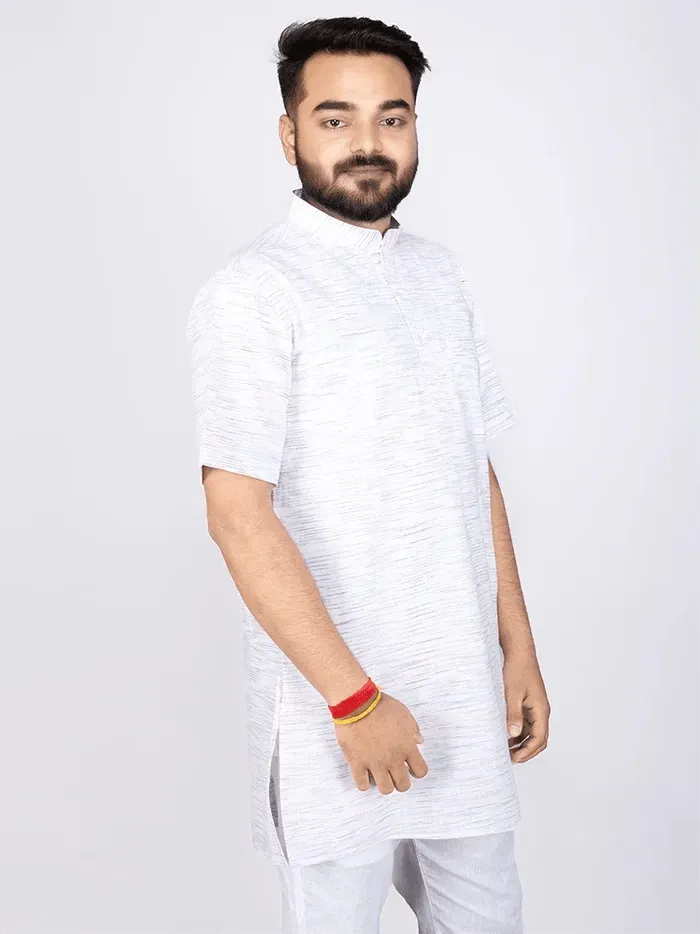 White Springs Handwoven Organic Cotton Men Kurta - WeaversIndia
