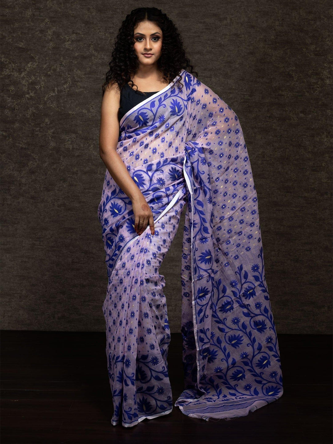 Wonderful Allover Multi Color Soft Dhakai Jamdani Saree - WeaversIndia