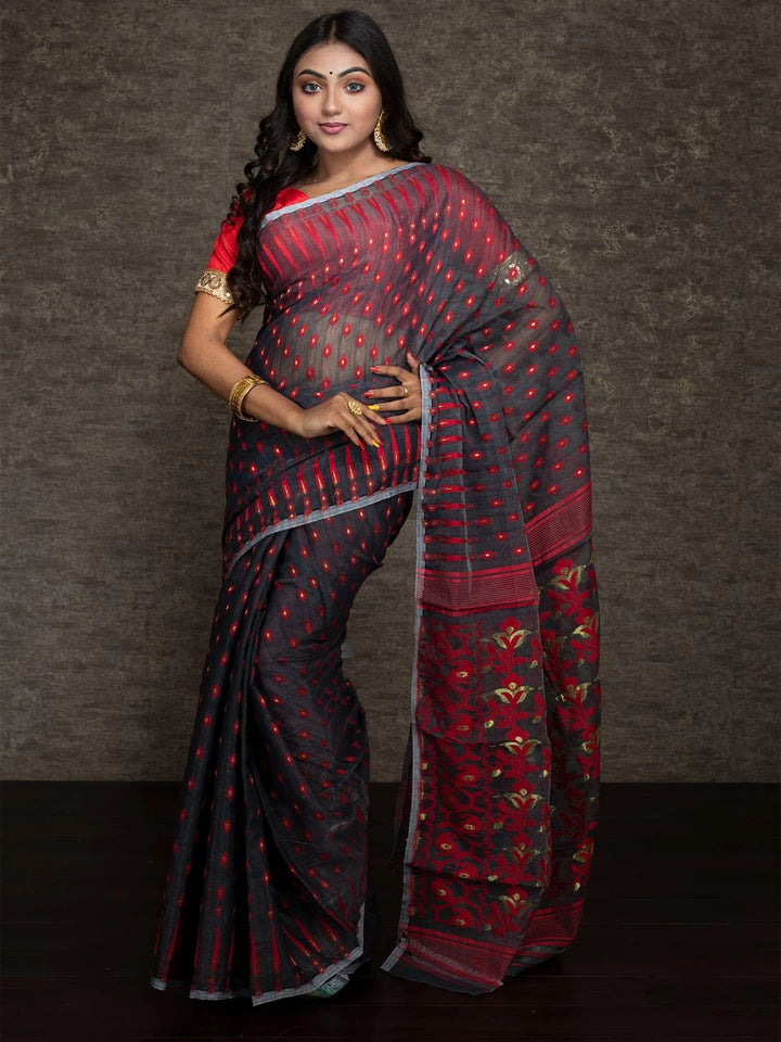 Wonderful Allover Soft Dhakai Jamdani Saree - WeaversIndia