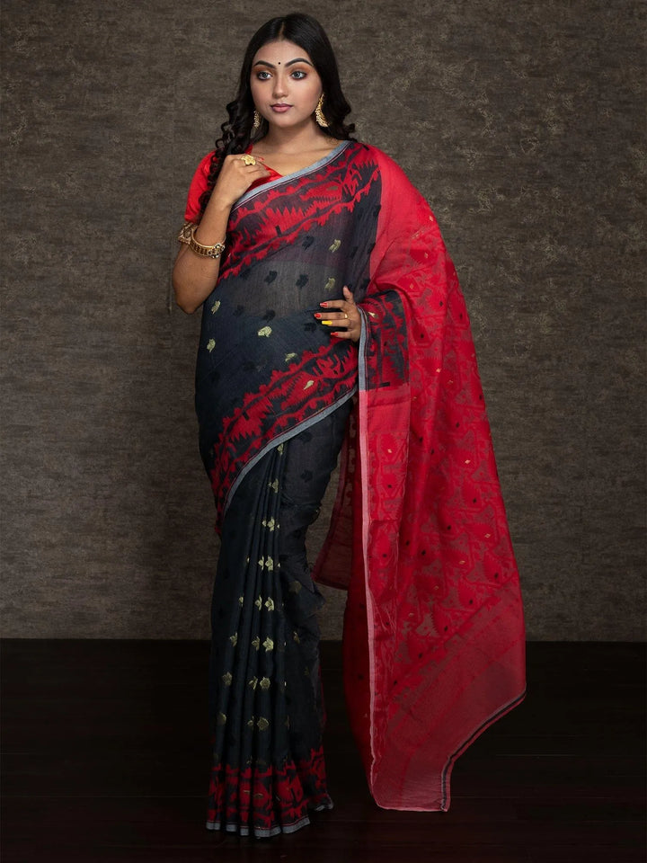 Wonderful Allover Soft Dhakai Jamdani Saree - WeaversIndia