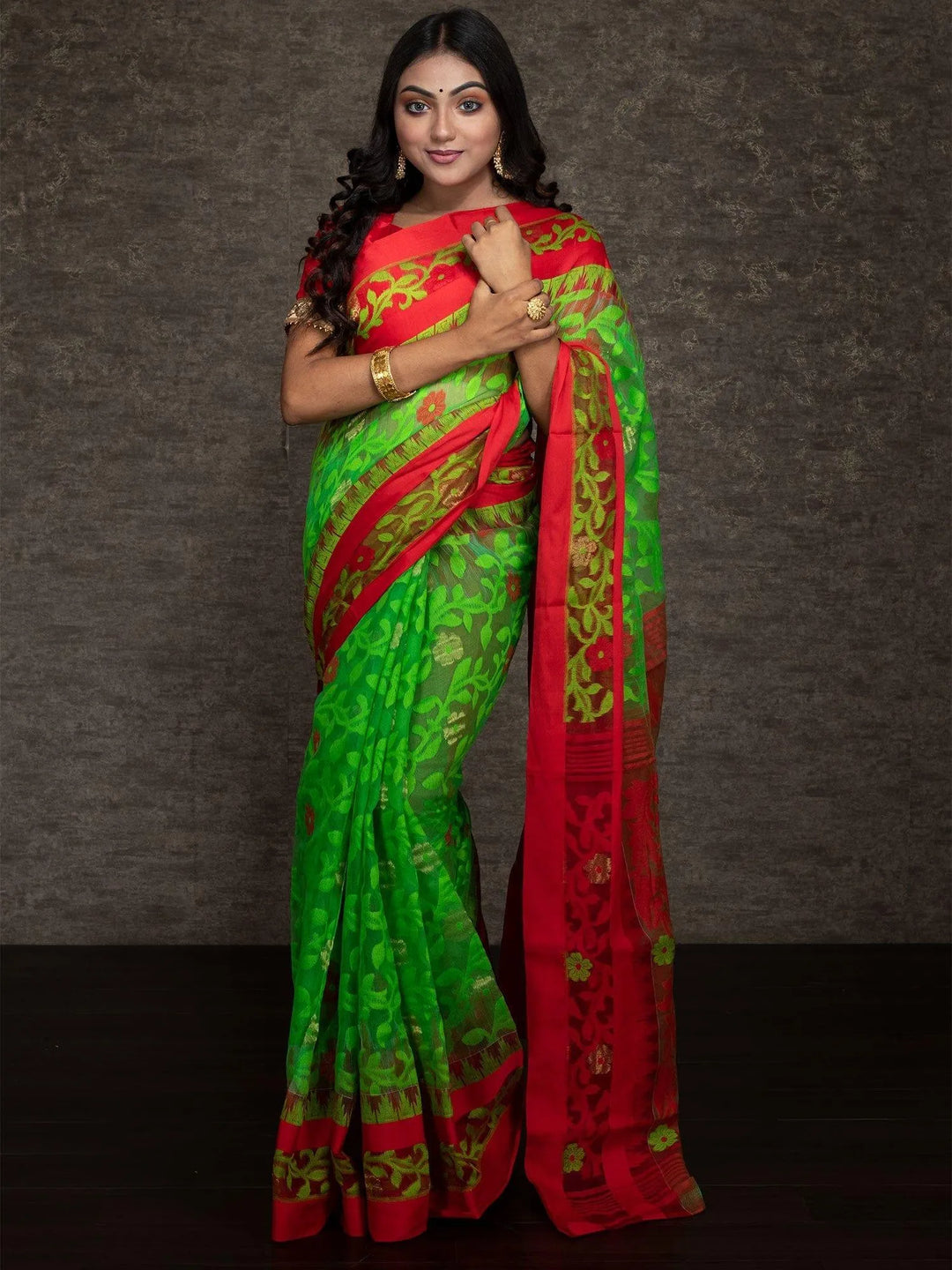 Wonderful Allover Soft Dhakai Jamdani Saree - WeaversIndia