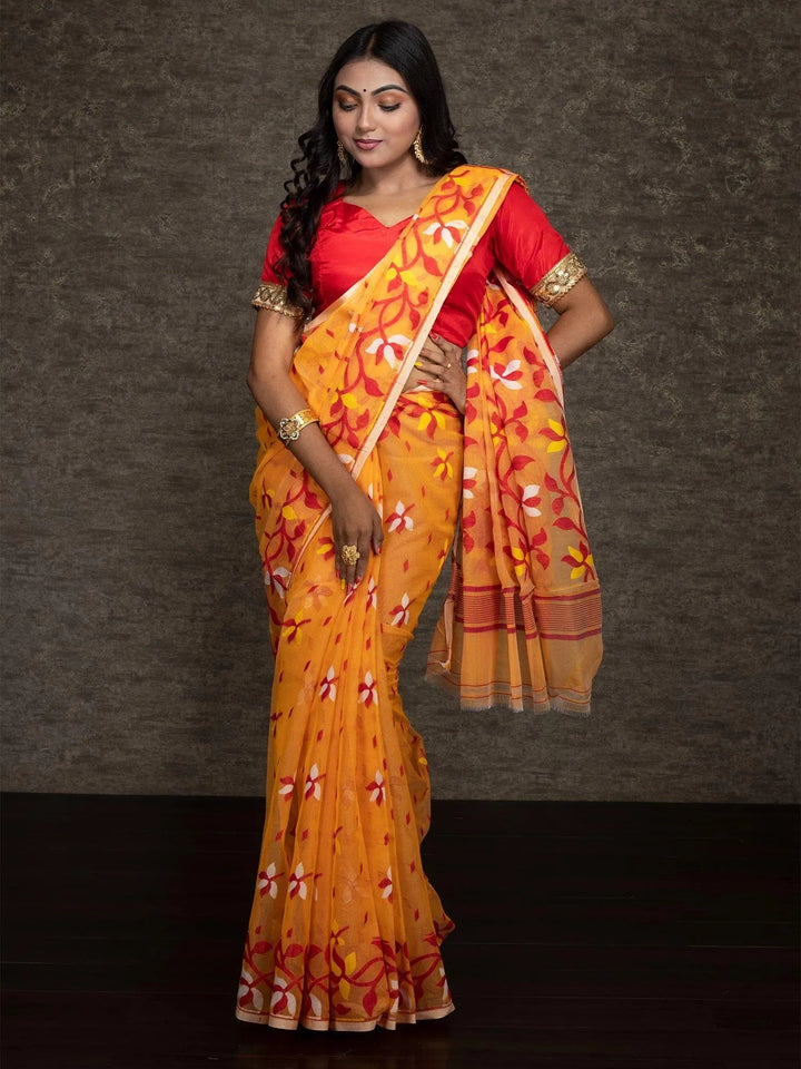 Wonderful Allover Soft Dhakai Jamdani Saree - WeaversIndia