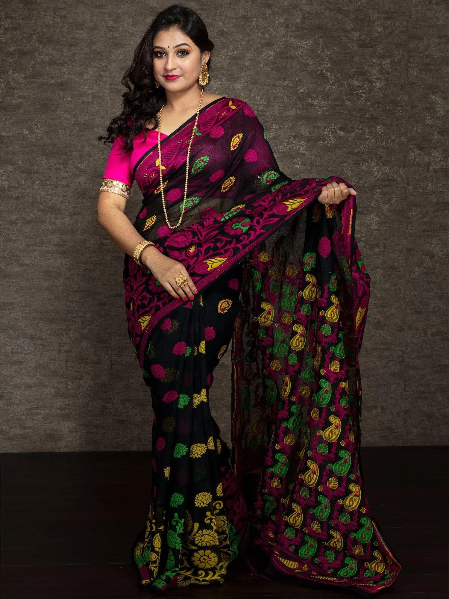 Wonderful Allover Soft Dhakai Jamdani Saree - WeaversIndia