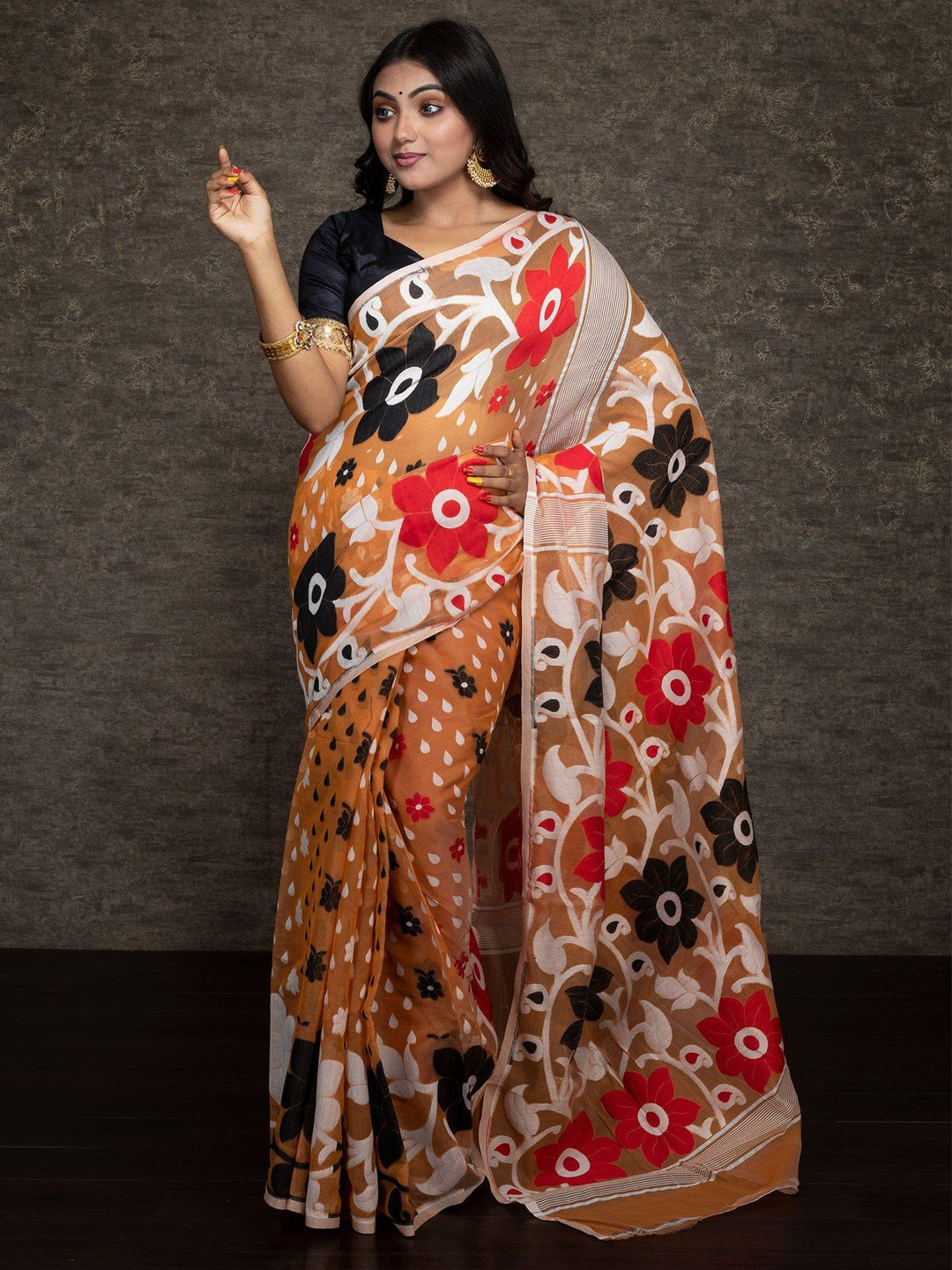 Wonderful Allover Soft Dhakai Jamdani Saree - WeaversIndia