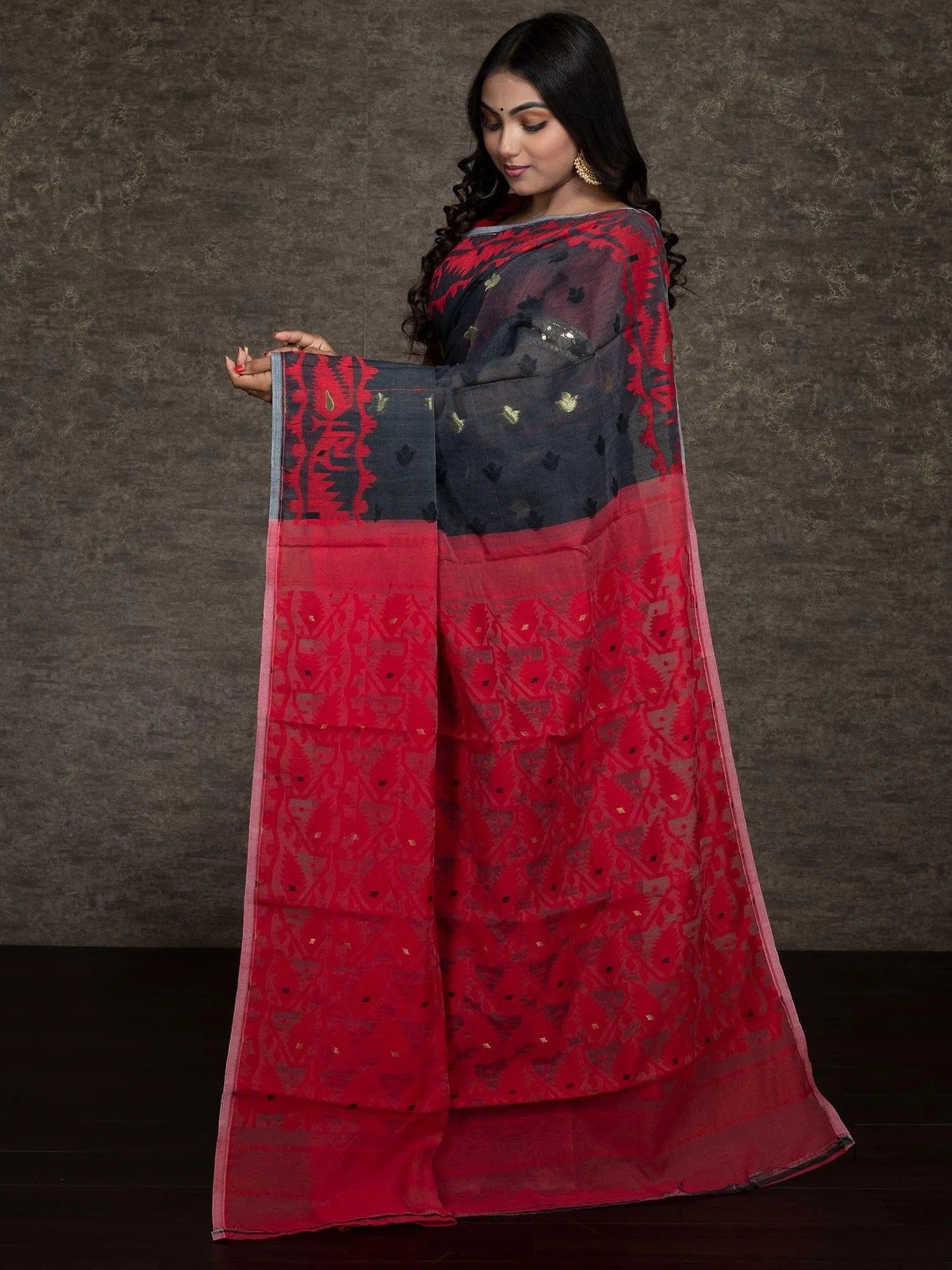 Wonderful Allover Soft Dhakai Jamdani Saree - WeaversIndia