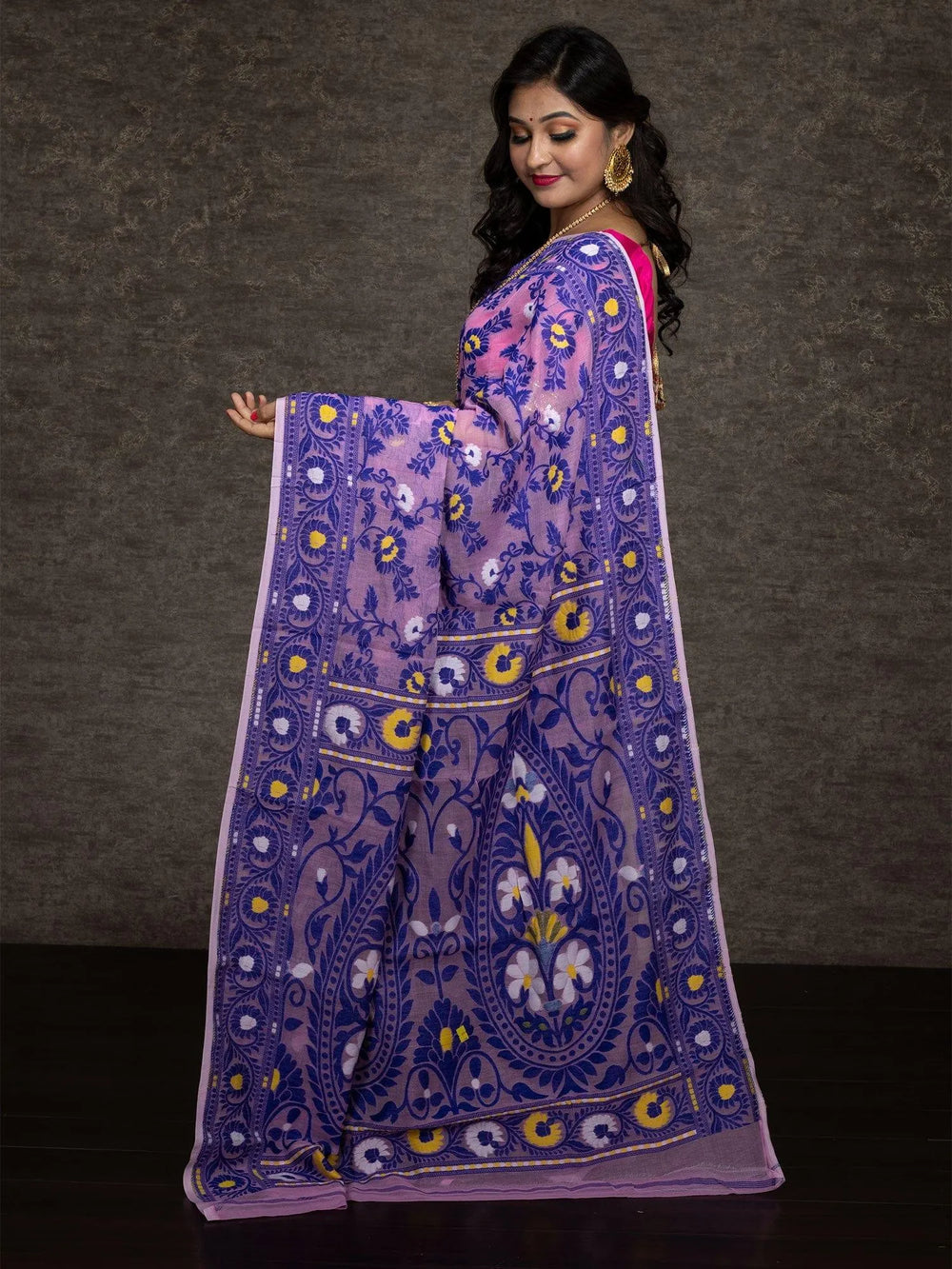 Wonderful Allover Soft Dhakai Jamdani Saree - WeaversIndia