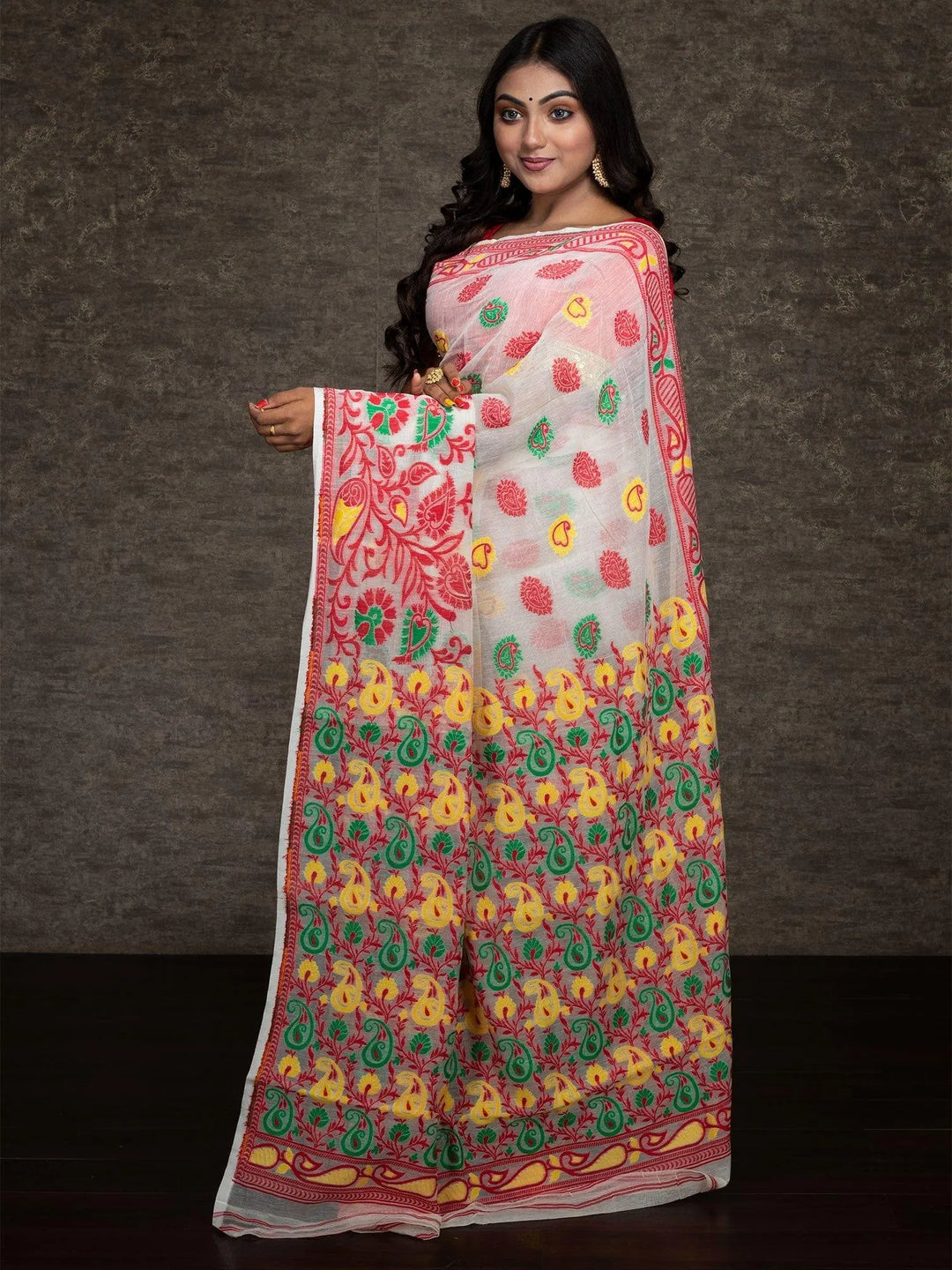 Wonderful Allover Soft Dhakai Jamdani Saree - WeaversIndia