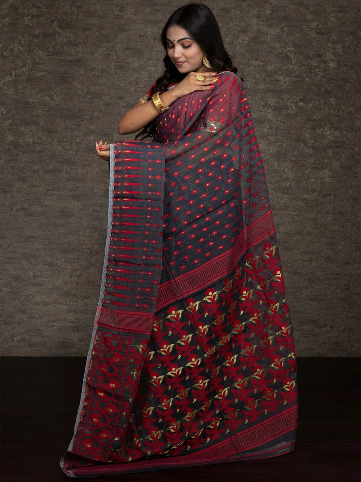 Wonderful Allover Soft Dhakai Jamdani Saree - WeaversIndia