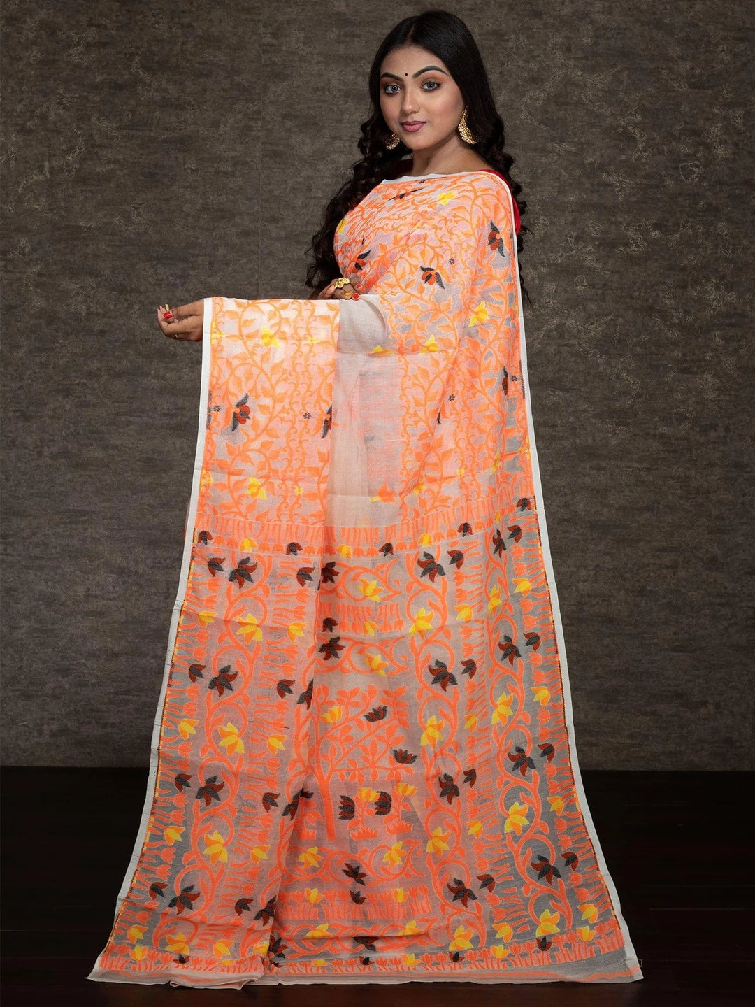 Wonderful Allover Soft Dhakai Jamdani Saree - WeaversIndia