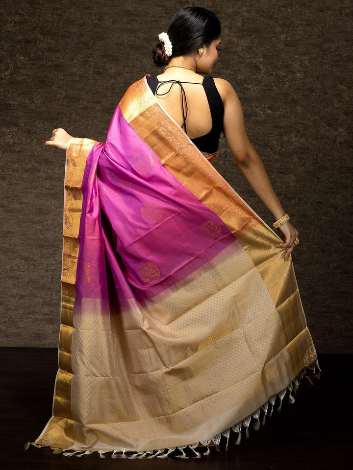 Wonderful Blush Color Kanchipuram Silk Saree - WeaversIndia