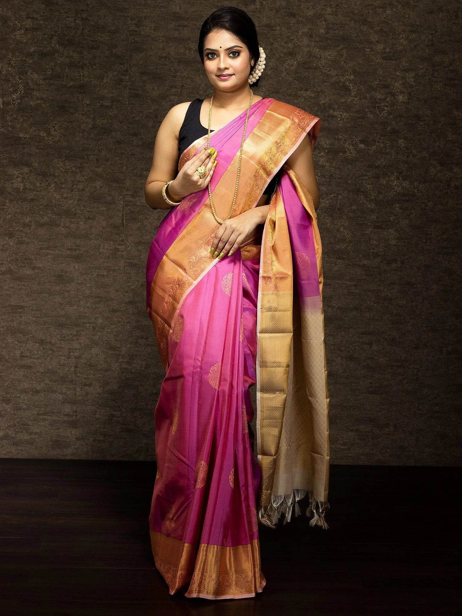Wonderful Blush Color Kanchipuram Silk Saree - WeaversIndia