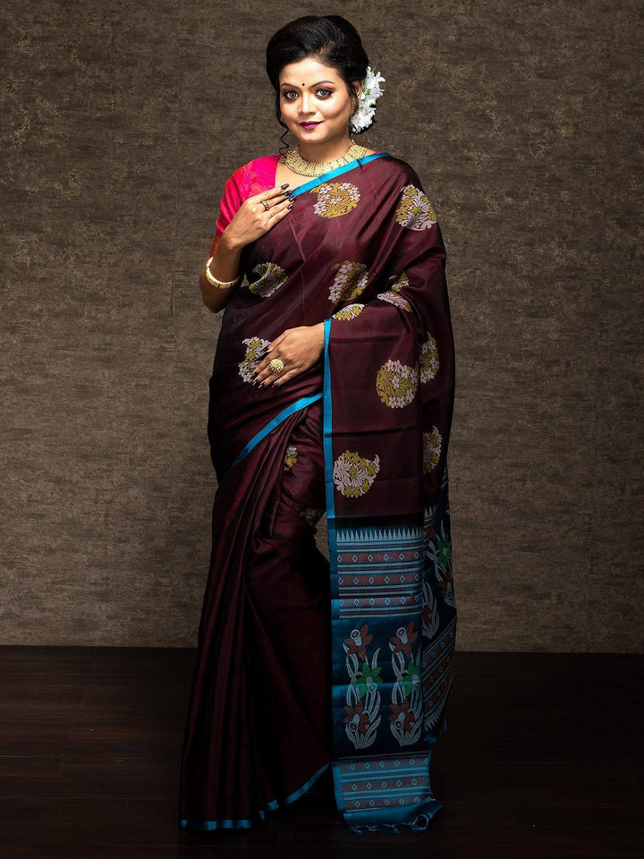 Wonderful Dark Sienna Kanchipuram Silk Saree - WeaversIndia