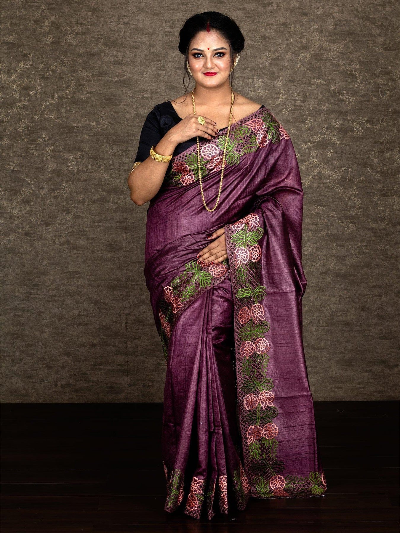 Tussar Silk Saree | Handwoven Pure Silk | Hand Cut Work | PT 656 –  Panjavarnam