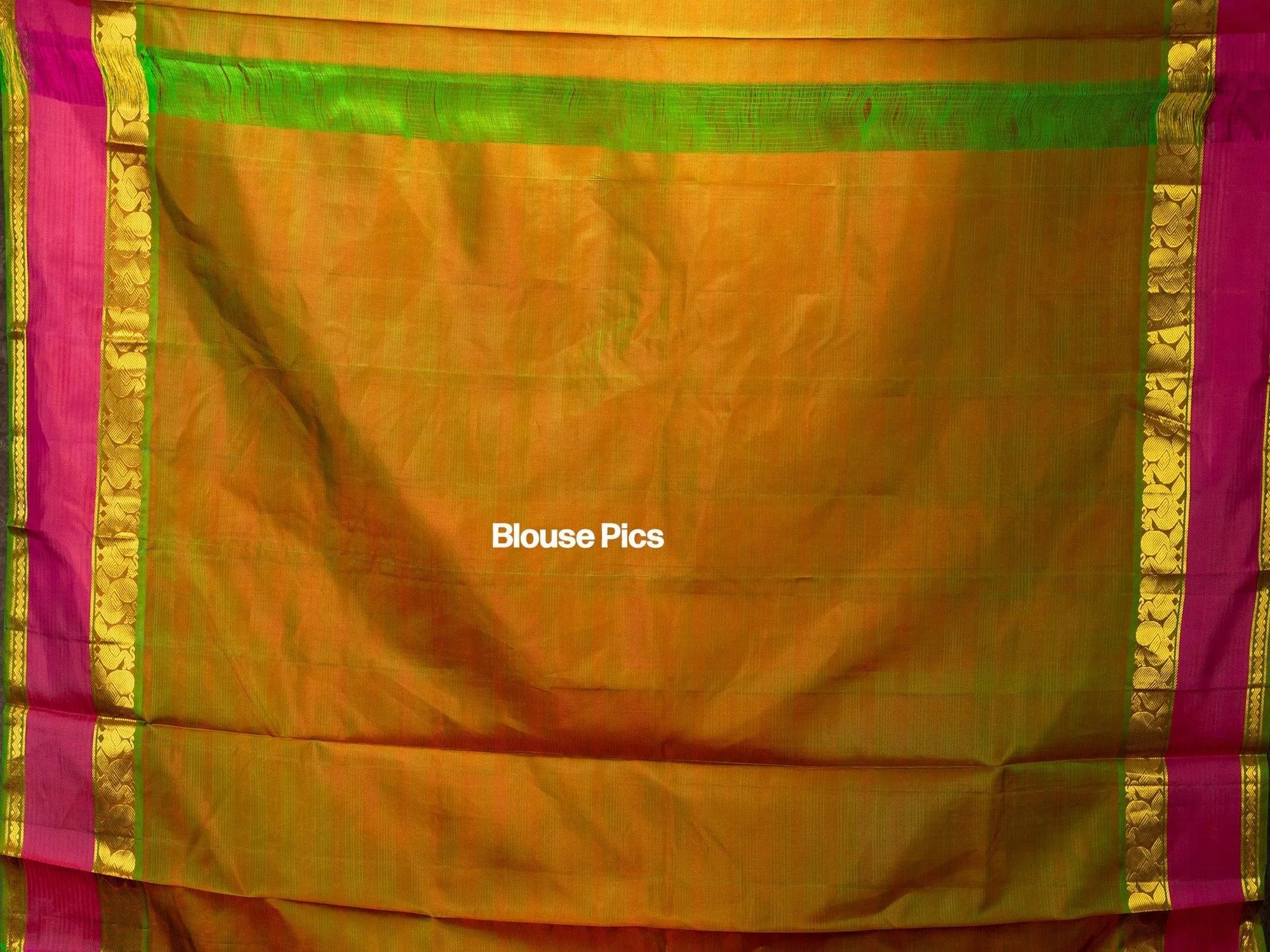 Wonderful Orange Woven Border Kanchipuram Silk Saree - WeaversIndia