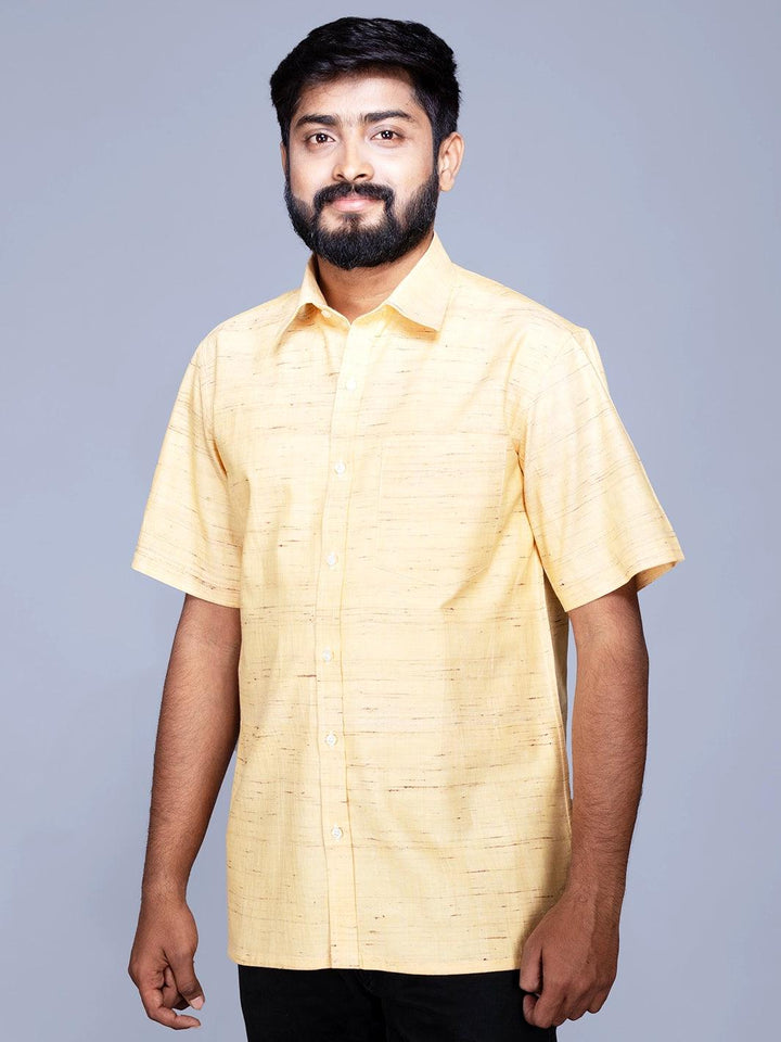 Yellow Springs Handwoven Organic Cotton Men Shirt - WeaversIndia