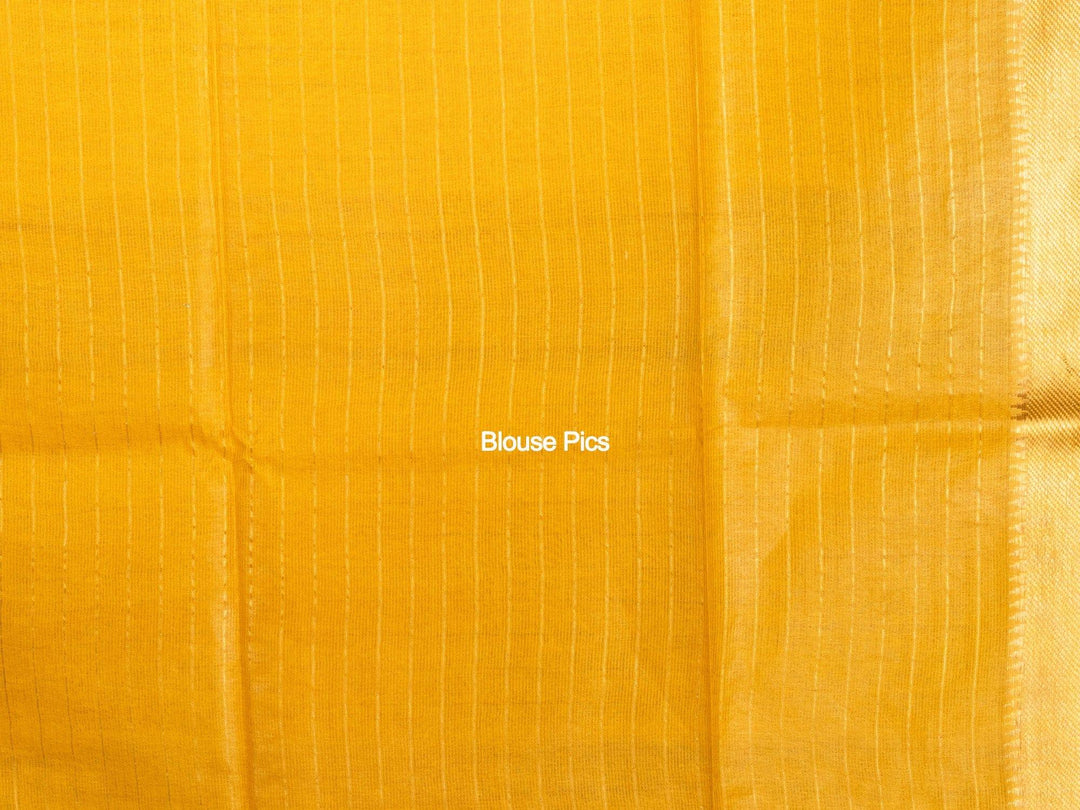 Yellow Woven Jari Checks Bhagal Puri Silk Saree - WeaversIndia